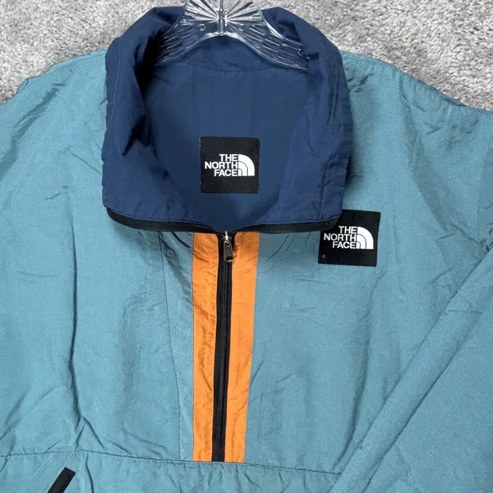The North Face Mens Reversible Half Zip Anorak Jacket Blue Teal Orange‎ Large